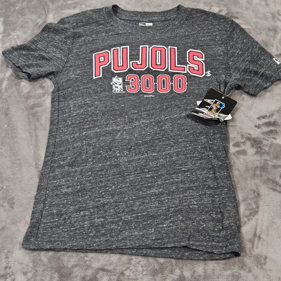 New Era Pujols 3000 Hit Club T Shirt MLB Baseball Gray Mens Small NEW - Picture 1 of 6